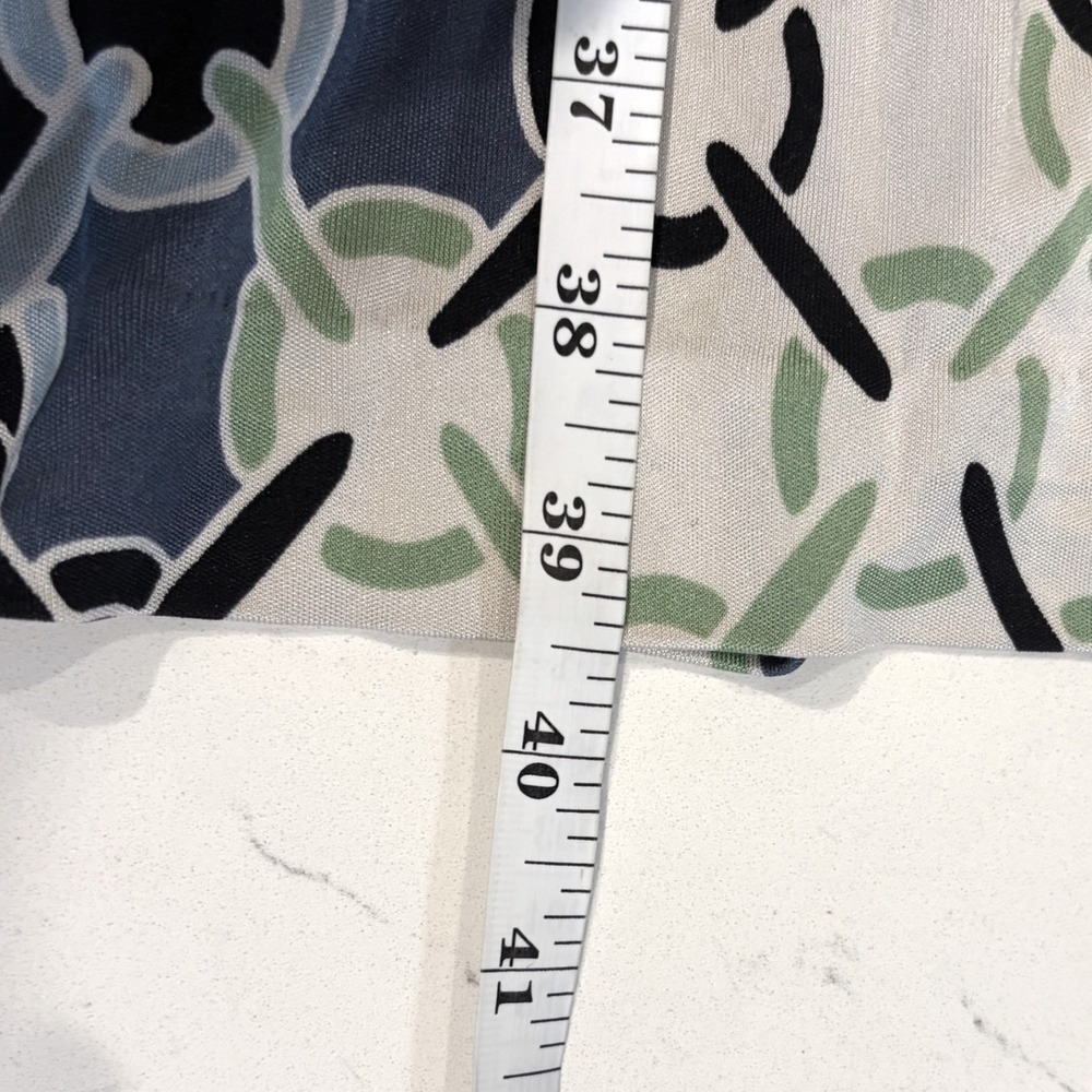 Tory Burch silk Blue Green Chain Link Print Sleeveless Shift Dress Gold Logo Zip - Picture 6 of 6